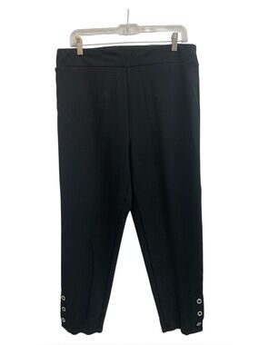 GG Collection Black Ankle Pants with Grommet Hem Size L